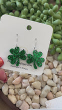 Load and play video in Gallery viewer, Glitter Acrylic Dangle Shamrock
