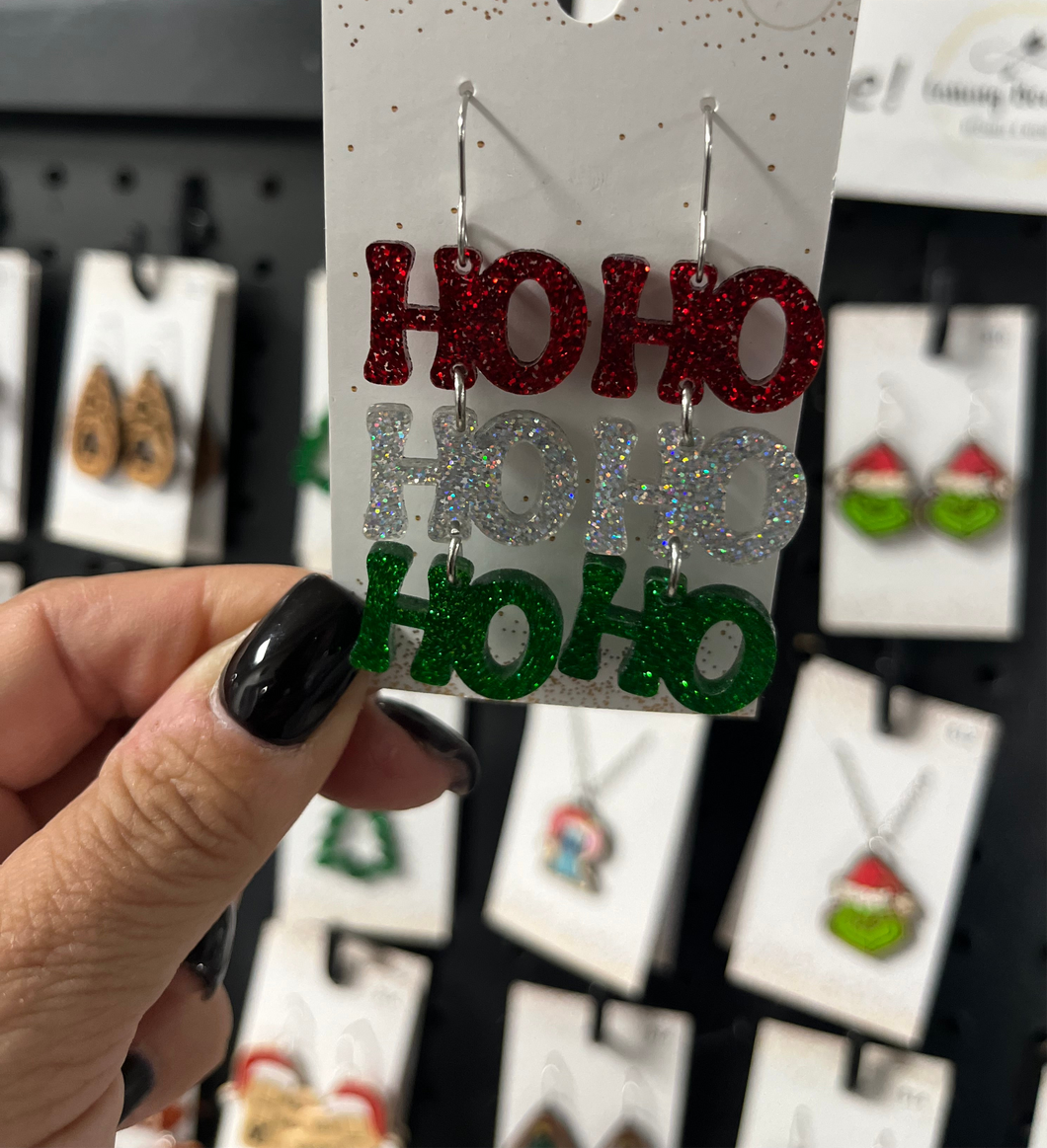 Acrylic HO-HO-HO Dangle