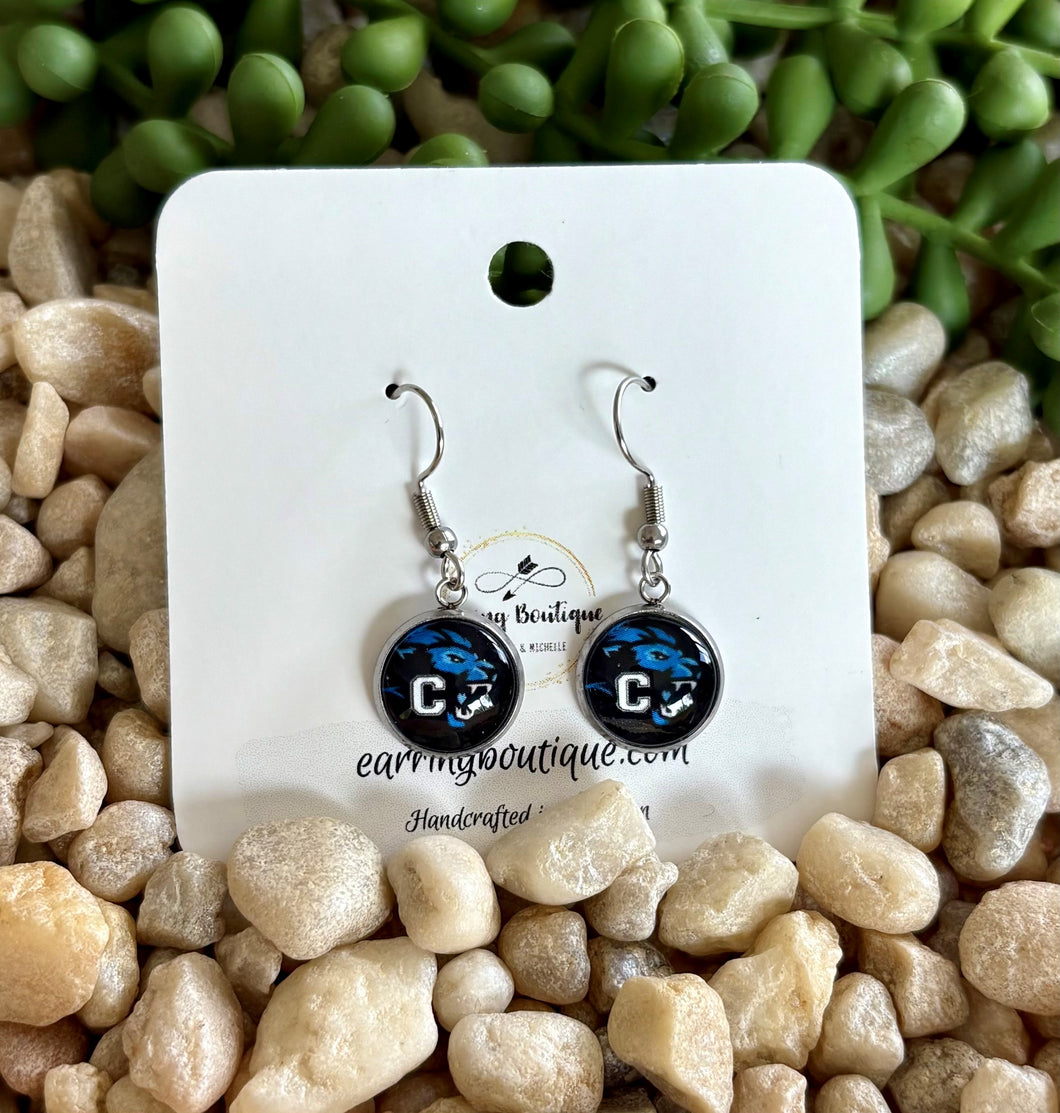 Canton Lions Glass Cabochon Dangle