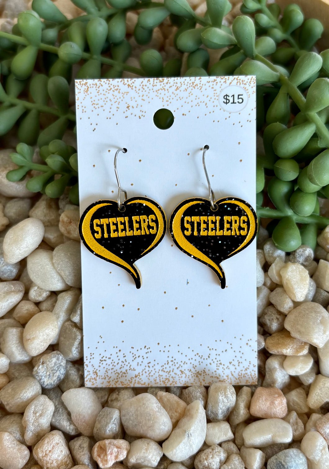 Steelers Acrylic Heart Dangles
