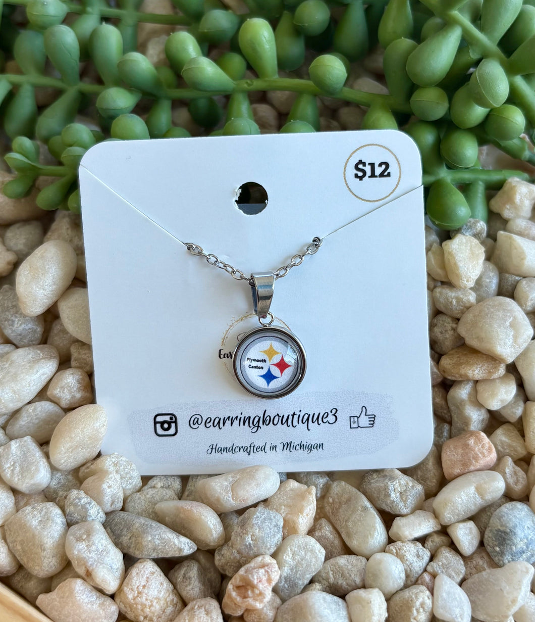 Steelers Glass Cabochon Necklace