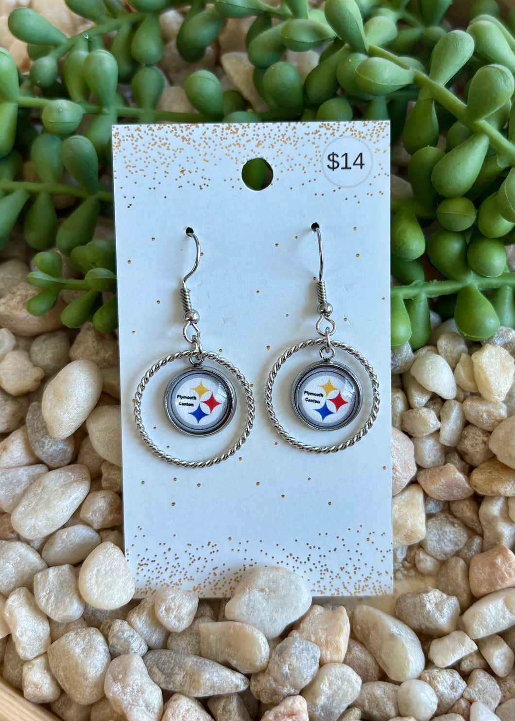Steelers Cabochon Dangle with Hoop