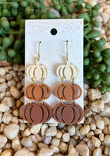 Load image into Gallery viewer, Triple Pumpkin Acrylic Dangles
