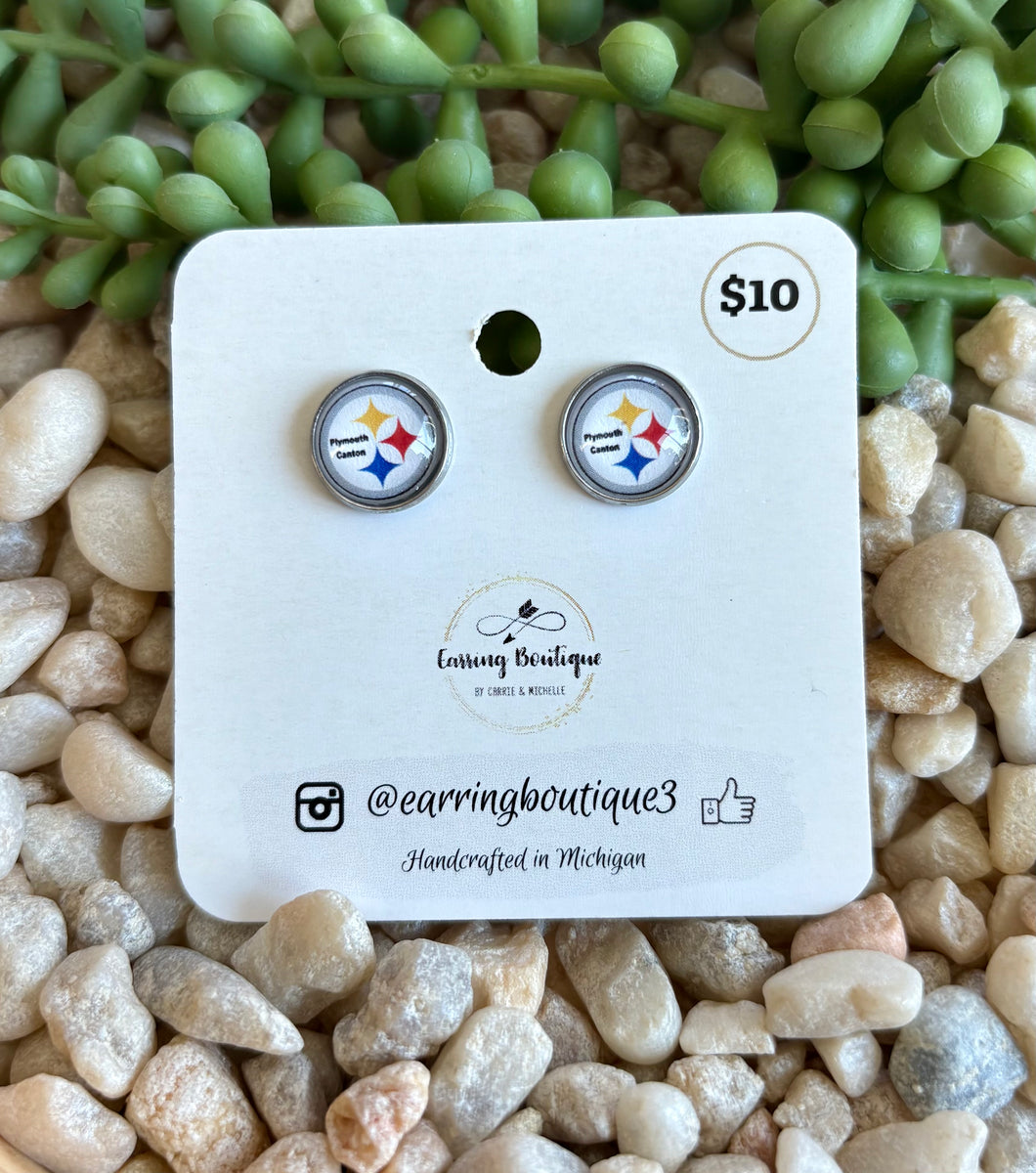 Steelers Glass Cabochon Stud