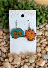 Load image into Gallery viewer, Camper and Campfire Wood Dangles
