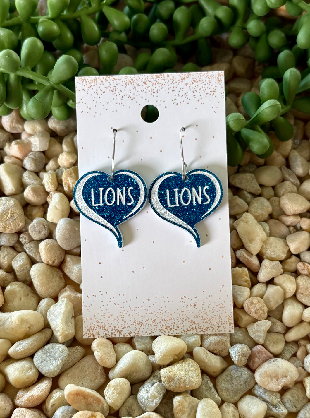 LIONS Blue/White Dangles