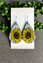 Load image into Gallery viewer, Wood Dangles Distressed Sunflower Teardrop
