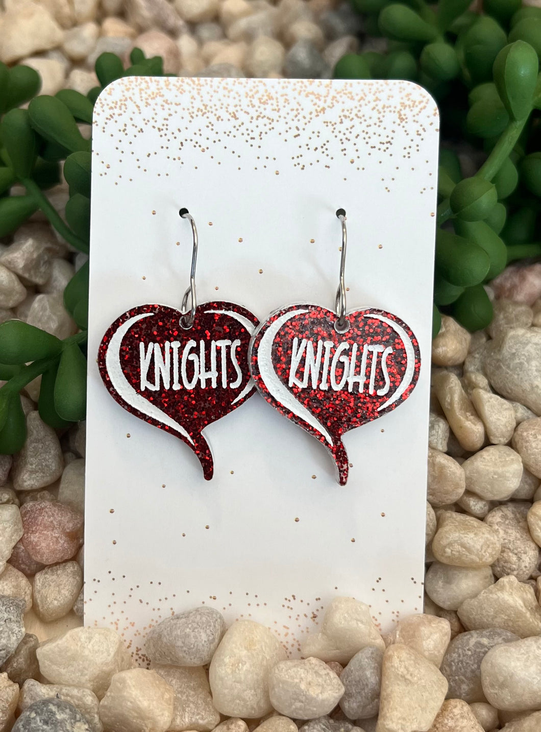 Knights Red Acrylic Heart Dangle