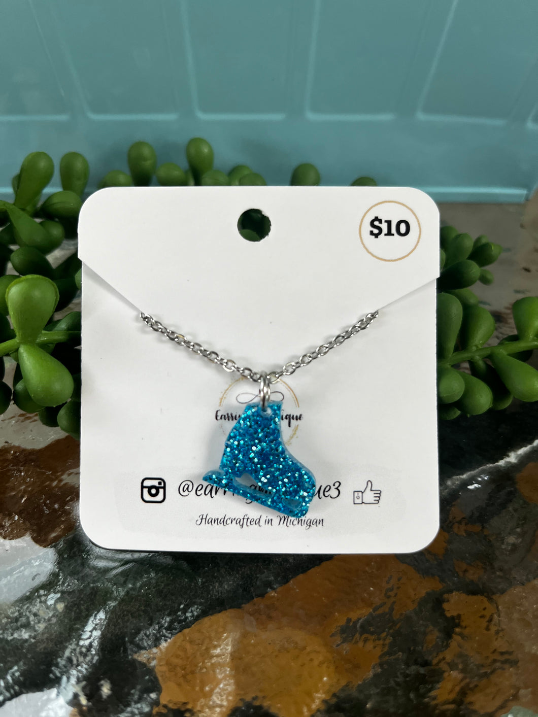 Acrylic Ice Skate Necklace (various colors)