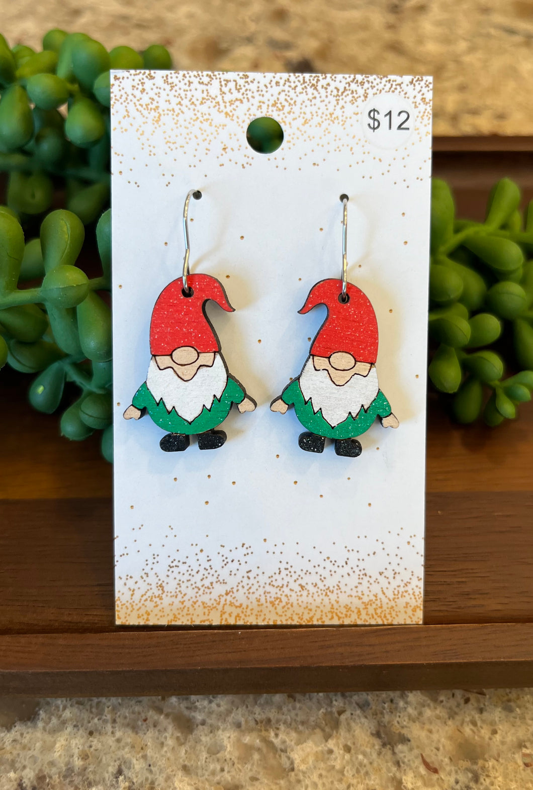 Wood Dangle Christmas Gnome  in