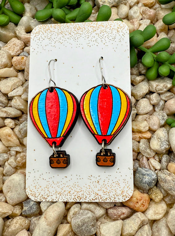 Wood Dangle Hot Air Balloon