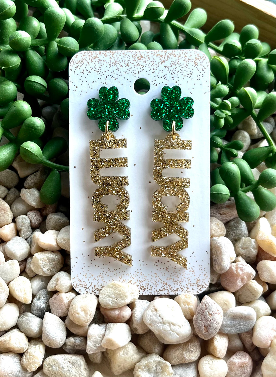 LUCKY Acrylic Dangle with Stud