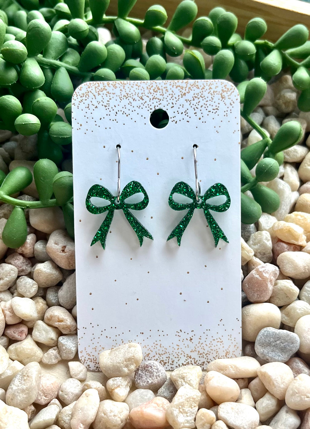 Acrylic Bow Dangle -  Green