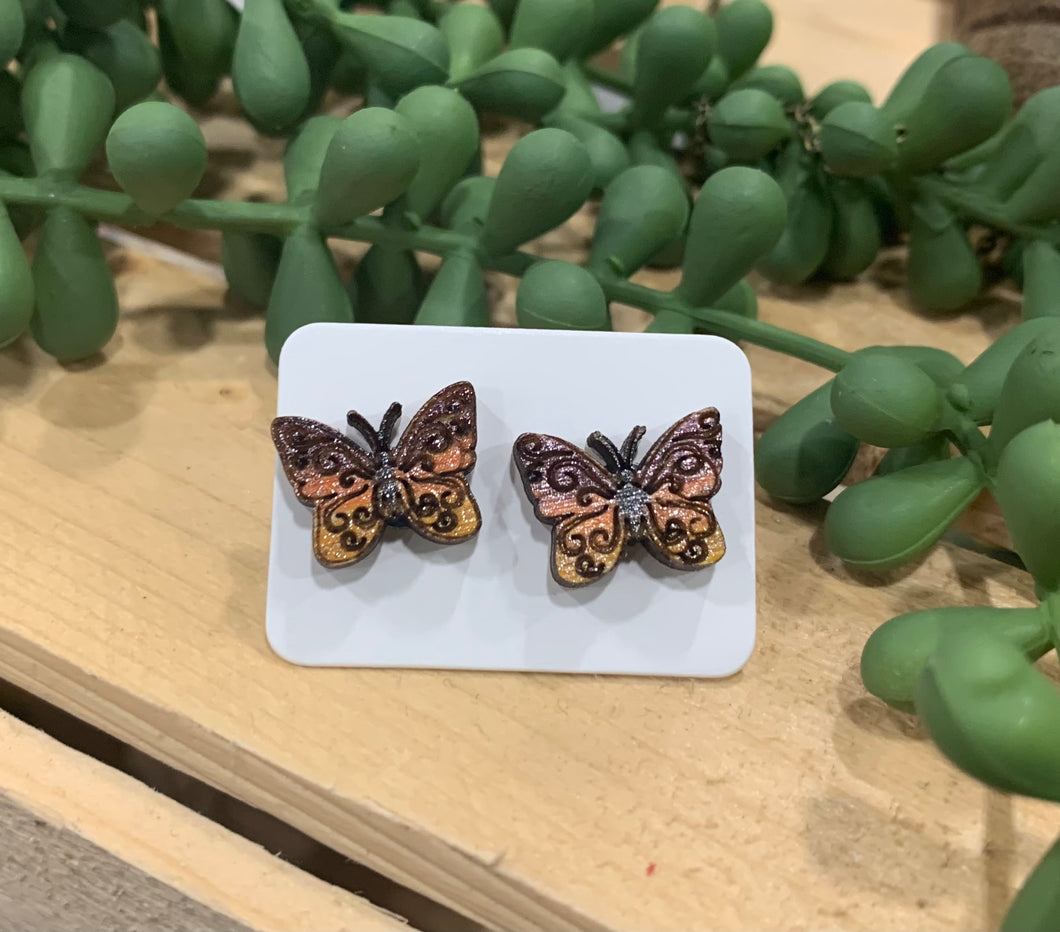 Wood Stud Butterfly - Fall Colors