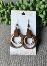 Load image into Gallery viewer, Boho Wood Hoops with Leather Cuff (Medium)

