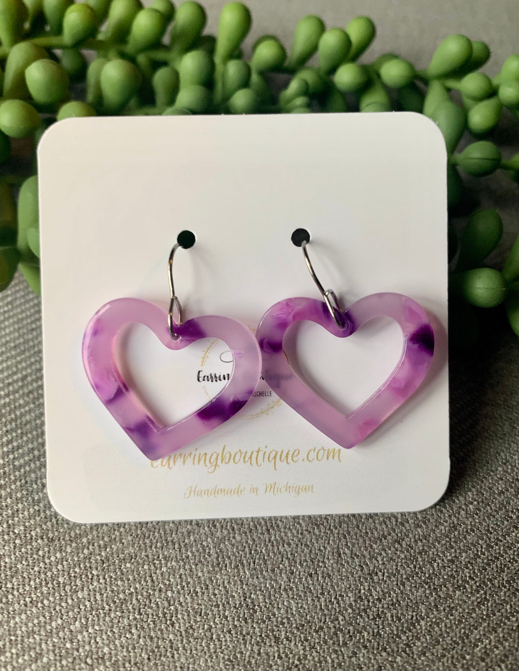 Acrylic Purple Heart Dangle