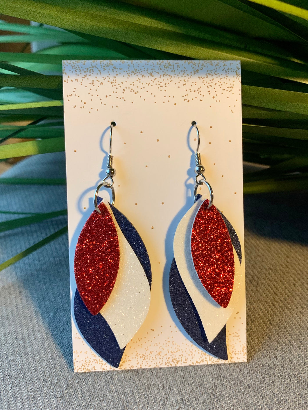 Hillary Red, Blue and White Sparkle Vegan Leather