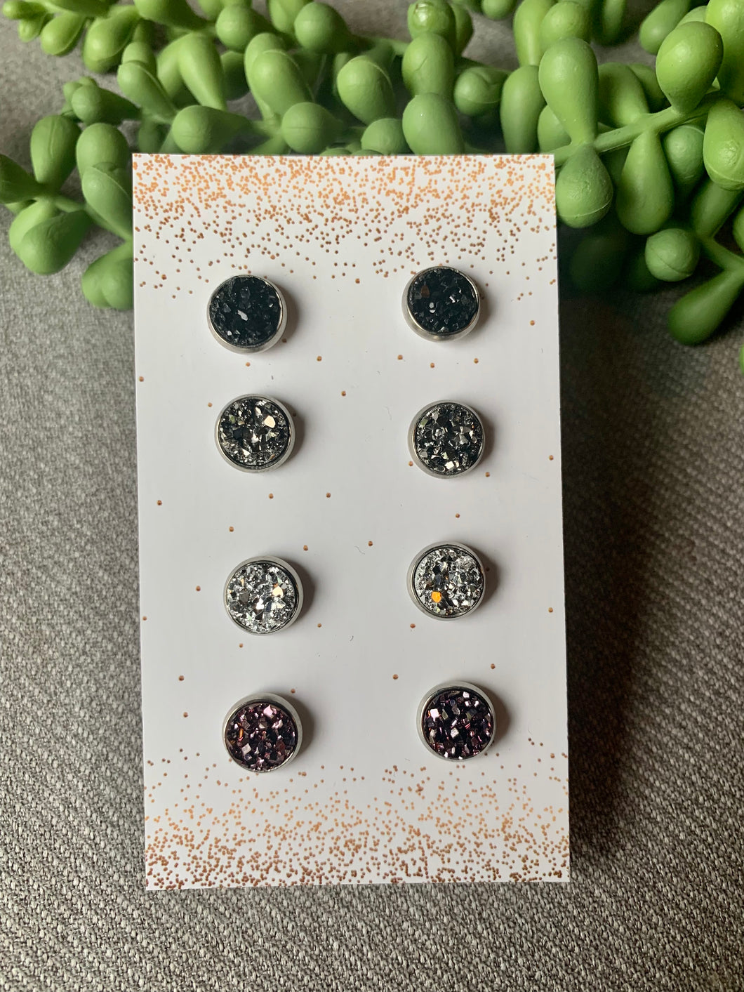 4 Pack of 8mm  Druzy Studs