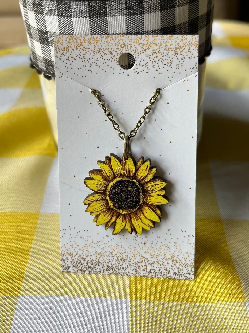 Necklace Wood Sunflower Yellow